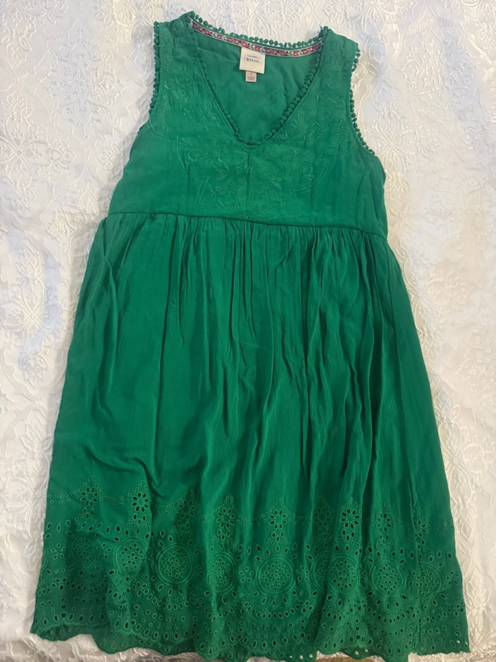 Knox Rose Emerald Green Sleeveless Eyelet Sundress